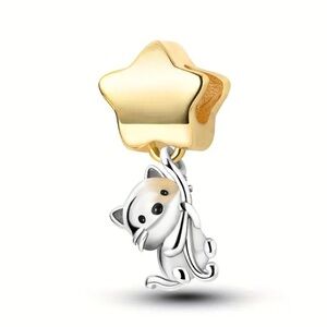 Gold Star and Silver Cat Charm NWT